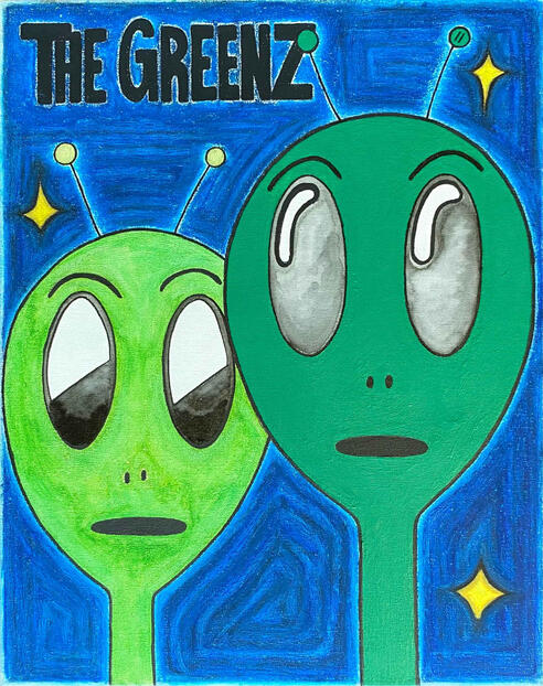 The Greenz (2024) 16”x20” Mixed- media